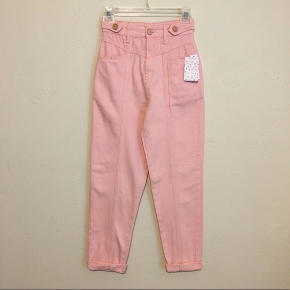 We The Free | NWT Free People Soft Pink City of Lights High Rise Jeans - Picture 3 of 14
